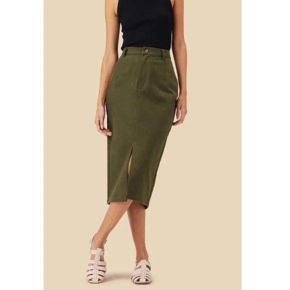 AMOUR VERT Lina Organic Cotton Skirt In Calla Green Size L - Picture 1 of 9